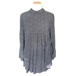 Cooperative Tunic Top Women Small Peter Pan Collar Long Sleeve Flowy Black White